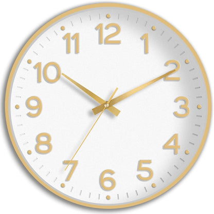 Roymnie Wall Clock Green, Silent Wall Clocks Battery Operated 8 Inch-Modern Non Ticking Analog Clock Decorative for Kitchen Office Bathroom Bedroom(Gold)