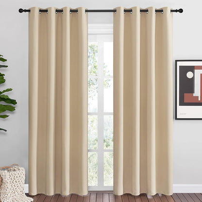 NICETOWN Halloween Pitch Black Solid Thermal Insulated Grommet Blackout Curtains/Drapes for Bedroom Window (2 Panels, 42 inches Wide by 63 inches Long, Black) - Colors D