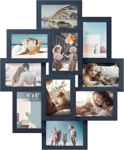 SONGMICS 4x6 Collage Picture Frames, 10-Pack Photo Collage Frame for Wall Decor, Glass Front, Assembly Required, Ink Black URPF20BK