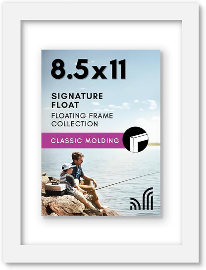 Americanflat 12x18 Floating Picture Frame with Polished Crystal-Clear Glass - Use as 8x10 Picture Frame or Display 5x7 Photo - Signature Float Collection - Photo Frames for Wall Display - Black