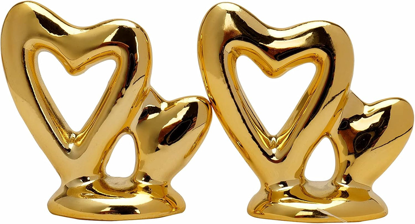 2 Pieces Gold Small Animal Statue Moon Statue Decor Modern Style Ceramic Moon Figurines Statues for Home Decor Accents Living Room Office Table Bookshelf Desk Bedroom Decorative Objects
