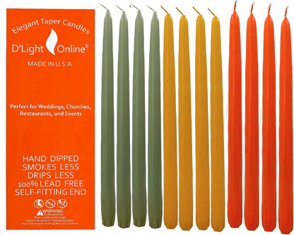 D'light Online White Taper Candles, 10 Inch Premium Quality Candles Hand-Dipped Tapered Candles, Dripless, Smokeless and Unwrapped Bulk Pack for Events - Set of 12 (10 Inch, White)