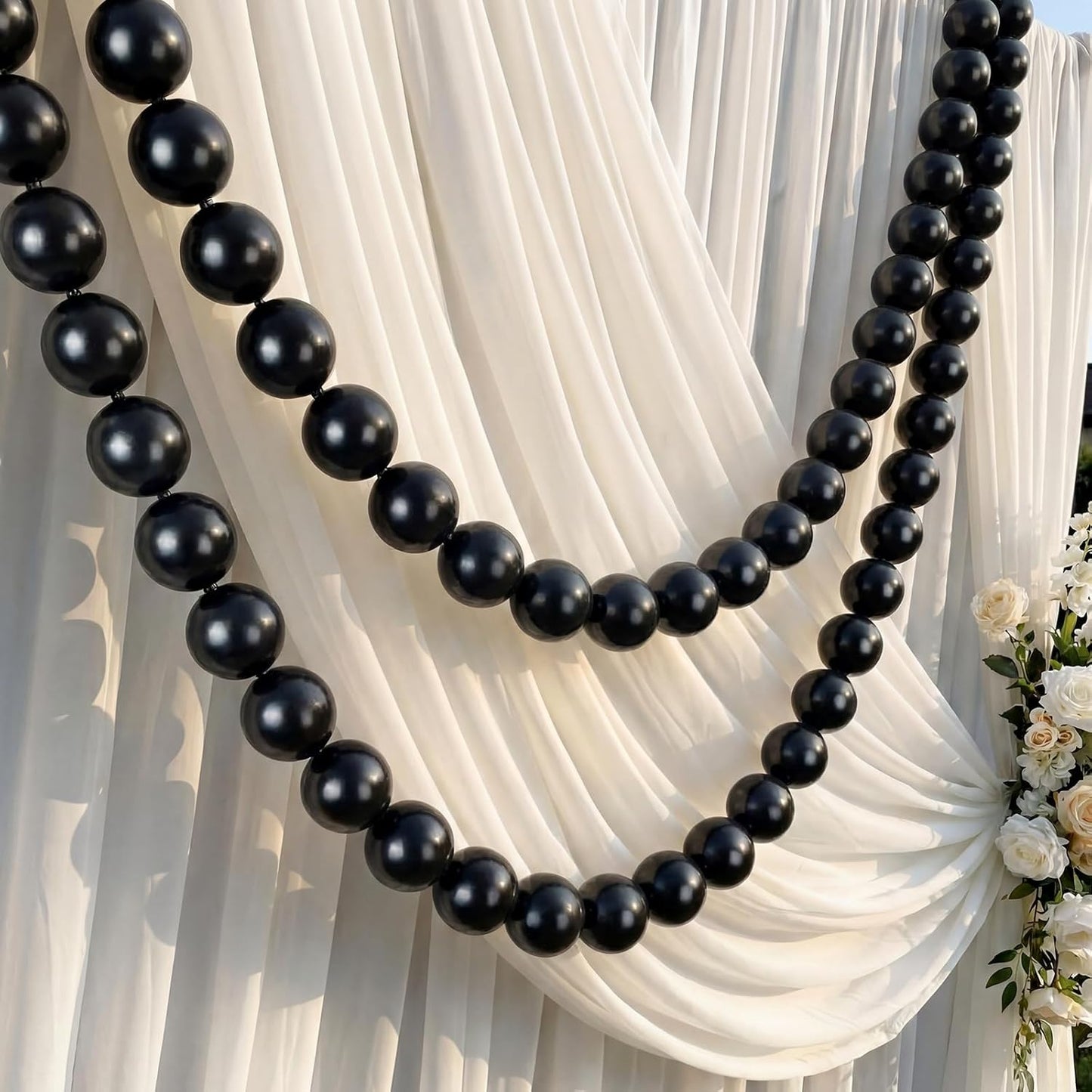 Canlierr 2 Pcs 5.6ft Wedding Giant Pearl Garland Decorations Large Faux Bead Garland with Hook for Ceremony Photo Booth Outdoor Proposal Scene Garden Beach Party Decor(Ivory White,25mm,Simple)