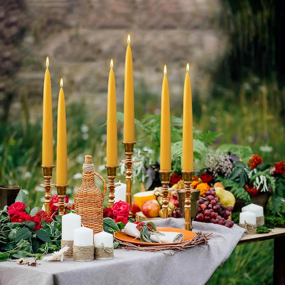 12 Pack Beeswax Taper Candles,8in Dripless Pure Beeswax Candles Non Toxic,8 Hours Long Burning 100% Natural Candle Sticks,Smokeless and Unscented Bees Wax Candle for Home,Prayer,Tall Tapered