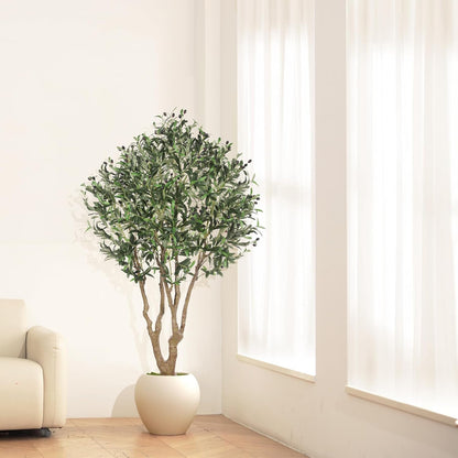 LYERSE Faux Olive Tree 7ft - Artificial Olive Tree Indoor with Large Branches and Realistic Fruits - Fake Olive Tree with Sturdy Base for Modern Home Office House Decor