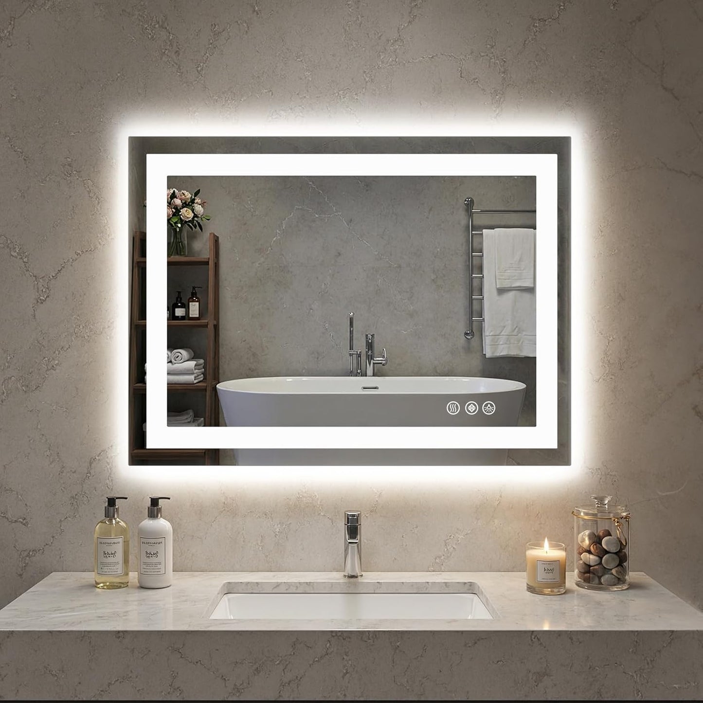 NEWBULIG 20IN Round Bathroom Wall Mirror, Modern Vanity Mirrors for Over Sink, HD Glass Decorative for Entryway, Bedroom & Living Room, Gold
