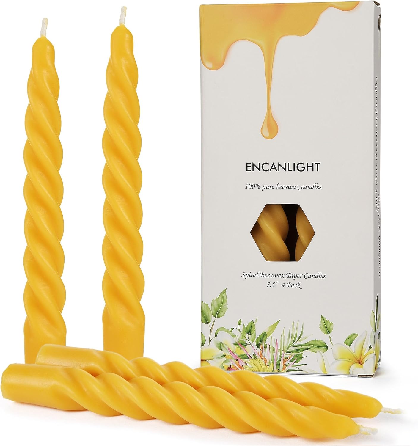 5 Inch Spirat Tapared Candles 10 Pack,0.78" Diameter Ivory Naturel Bee Candles Candlestick,7 Hours Long Lasting Smokeless and Unscented for Home Decoration