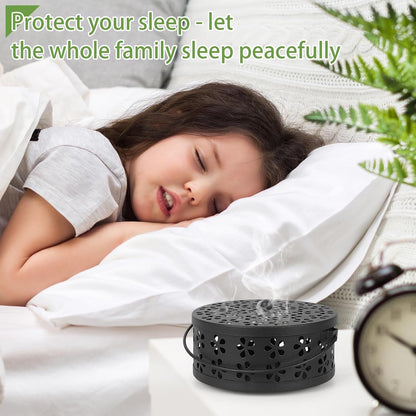 Portable Iron Mosquito Coil Holder with Handle Round Heat-Resistant Incense Holder (Bronze)