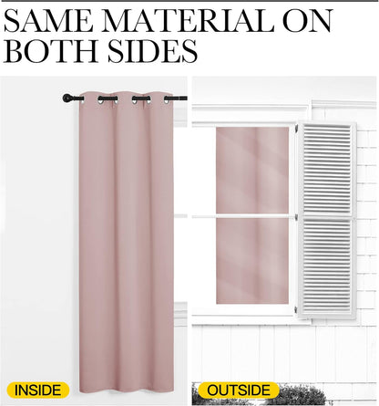 NICETOWN Halloween Pitch Black Solid Thermal Insulated Grommet Blackout Curtains/Drapes for Bedroom Window (2 Panels, 42 inches Wide by 63 inches Long, Black) - Colors D