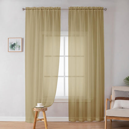OWENIE Sheer Curtains 84 inches Long 2 Panels Set for Living Room/Bedroom, Rod Pocket Voile Sheer Panel Drapes, White, 2pcs, Each 42" W x 84" L - Colors B