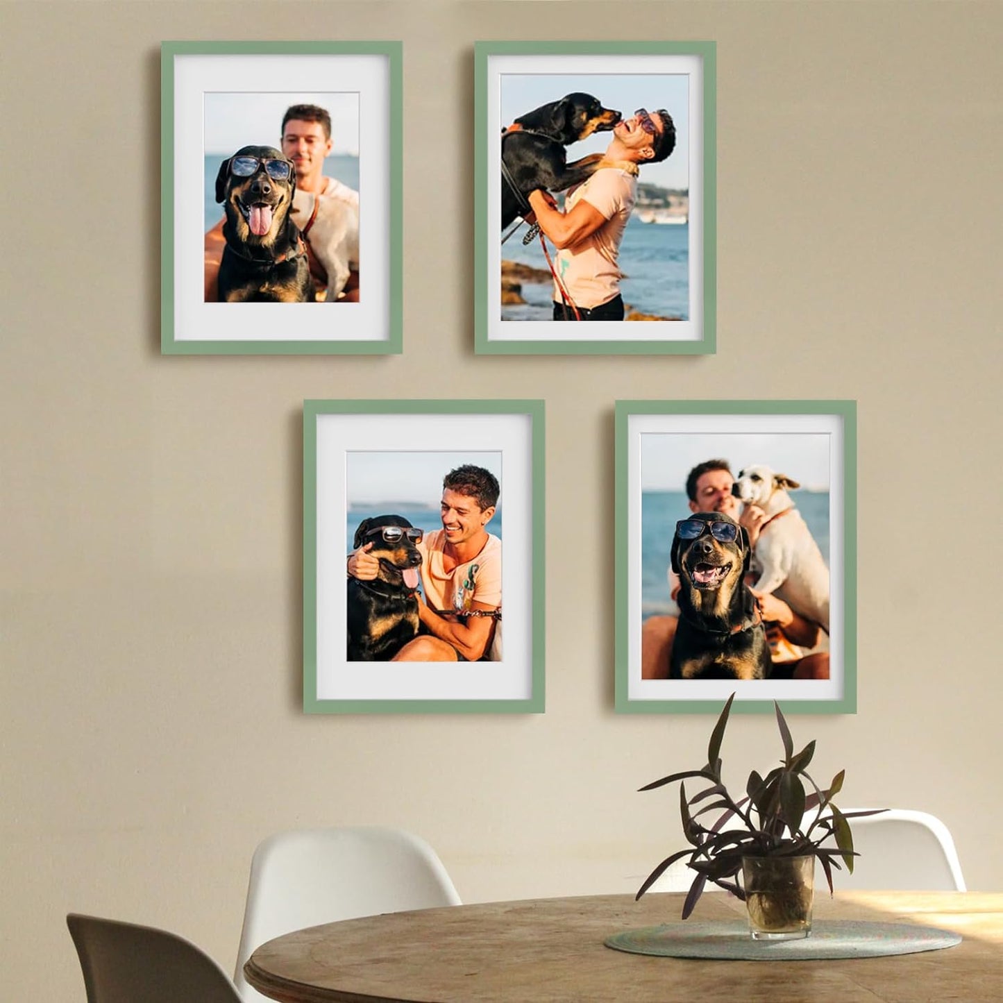Egofine 12x16 Picture Frame Black, Covered by Plexiglass Made of Solid Wood, Display Pictures 9x12 and 11x14 with Mat or 12x16 Without Mat, for Wall Mounting Photo Frame - Colors A