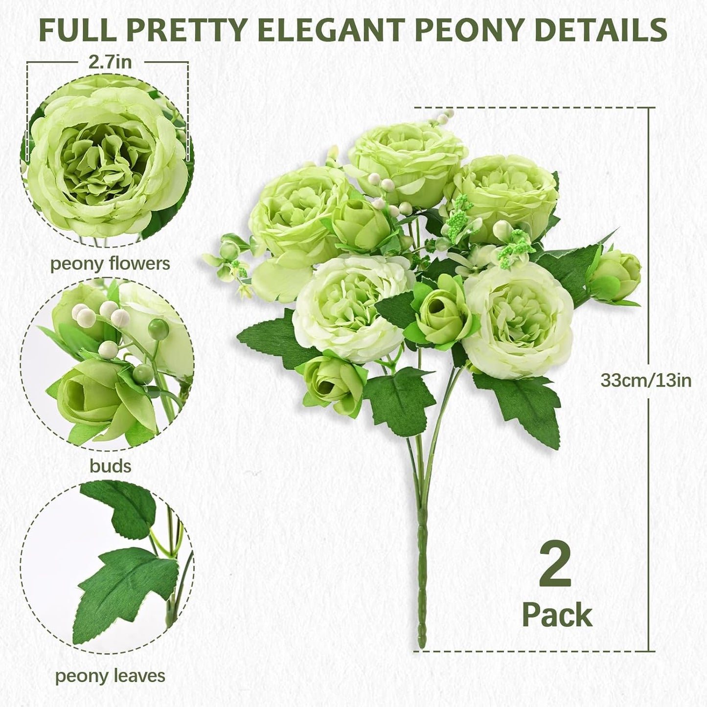 MARTINE MALL 2 Packs Peonies Artificial Flowers, Light Pink Artificial Peonies, Silk Peonies Flowers Fake Peonies Artificial Flowers Peonies Bouquet for Centerpiece Table Wedding Party Home Decor