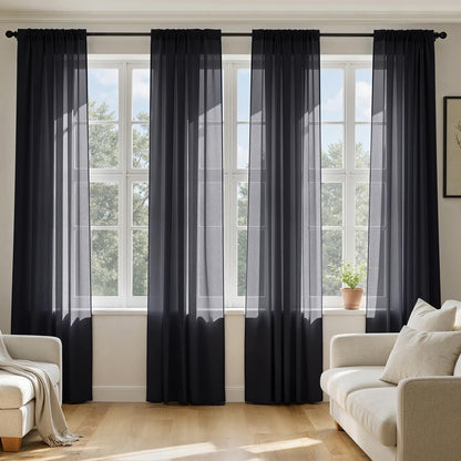 MIULEE White Sheer Curtains 84 Inches Long, 4 Panels Set, Light Filtering Rod Pocket Voile Drapes for Living Room and Bedroom, Airy Soft Fabric Window Treatments, 42 x 84 Inches