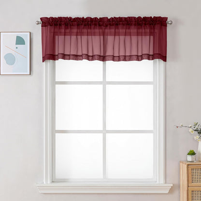 Chyhomenyc Sheer White Valances for Windows 2 Pack, Small Window Curtains for Living Room Bathroom Cafe Laundry Basement, Modern Top Dual Rod Pocket Voile Curtain, 42W x 14L inches, White - Colors A