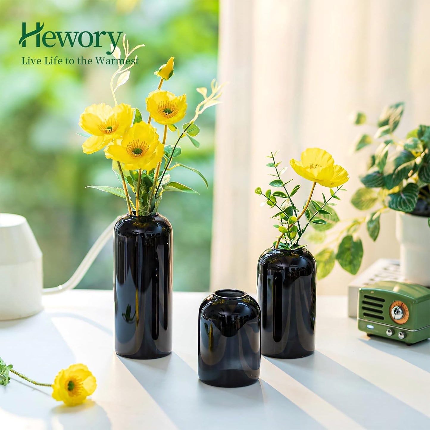 Glass Bud Vases for Flowers - Hewory Blown Modern Small Glass Vases for Centerpieces Set of 12, Mini Clear Bulk Flower Vases for Wedding Party Events Home Decor Floral Arrangement (Not Include Flower)