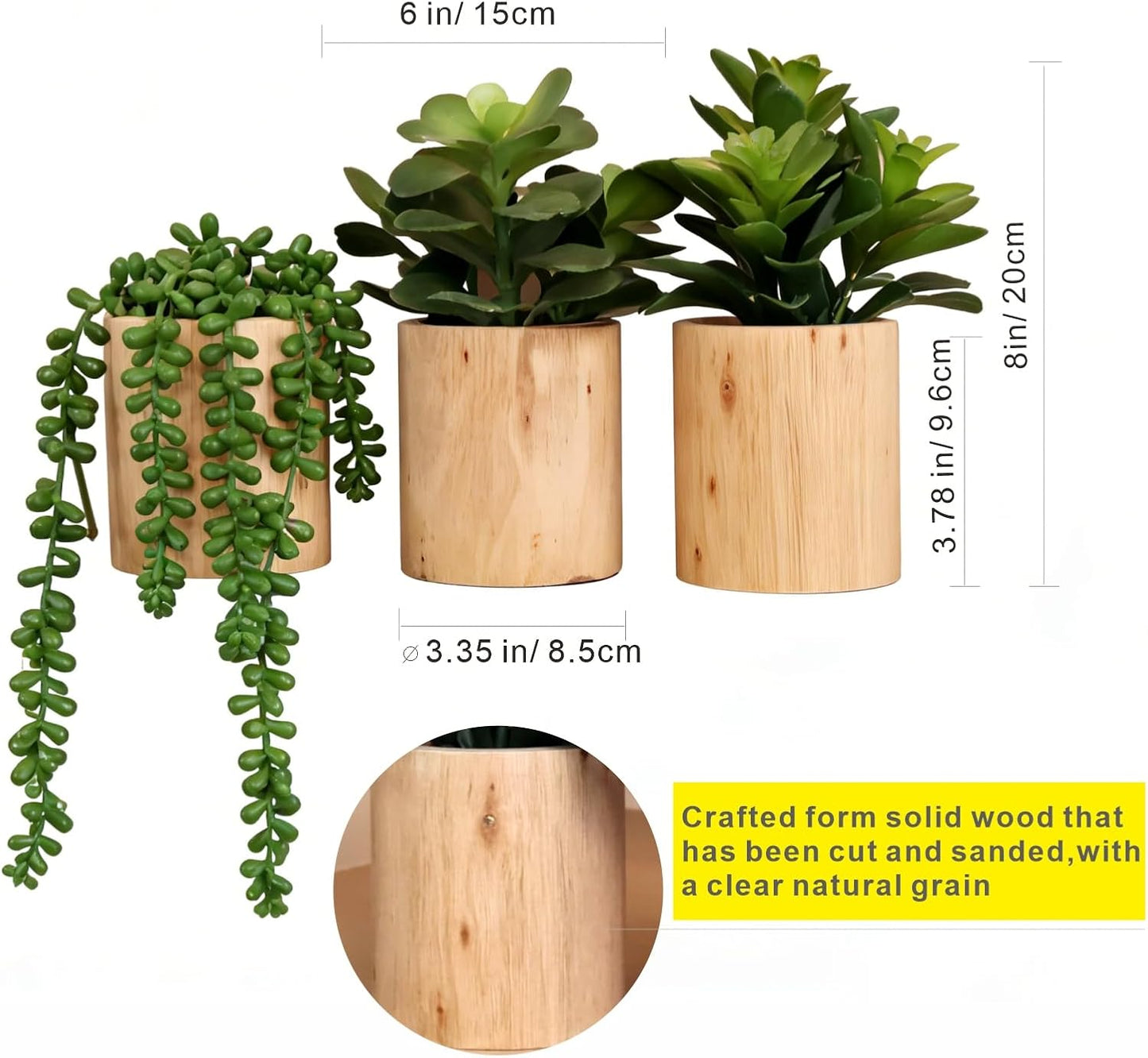 Artificial Succulents with Pots - Set of 3 Small Fake Plants for Aesthetic Room Decor - Realistic Mini Faux Greenery for Office Desk, Bookshelf, and Bathroom - Modern Home Accents