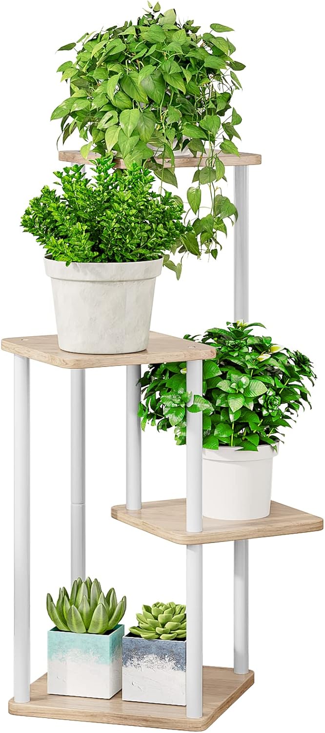 AZERPIAN Plant Stand 5 Tier Indoor Metal Flower Shelf for Multiple Plants Corner Tall Flower Holders for Patio Garden Living Room Balcony Bedroom, Black (5 Tier-Black)