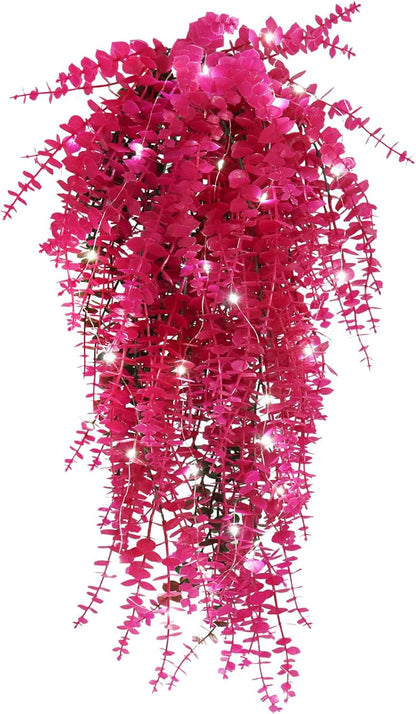 RECUTMS Artificial Hanging Plants Fake Hanging Plant Faux Eucalyptus Leaf Greenery Vine Outdoor UV Resistant Plastic Plants Home Garden Wedding Party Indoor Outdoor Decorations(White)