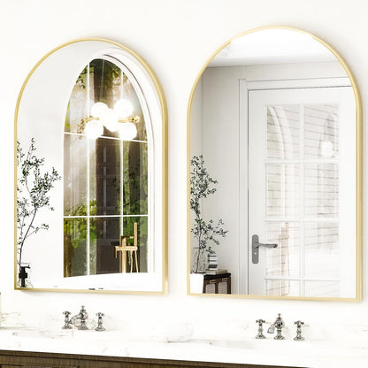 HARRITPURE Arched Wall Mirror 24"x36" – Black Metal Frame Vanity Mirrors for Bedroom, Entryway, Living Room Decor