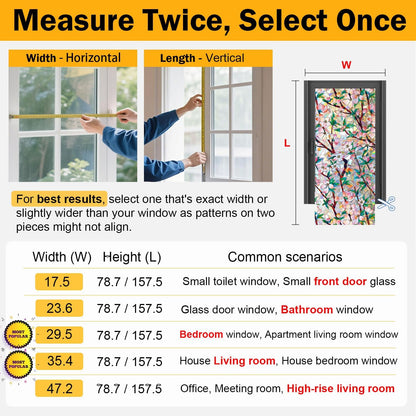 Dwersty Rainbow Window Privacy Film with Cutting Reference Line, 3D Decals Stained Glass Clings, Static Cling Sticker, Suncatcher Windows Cover Tint for Home, 17.5 Inch x 78.74 Inch