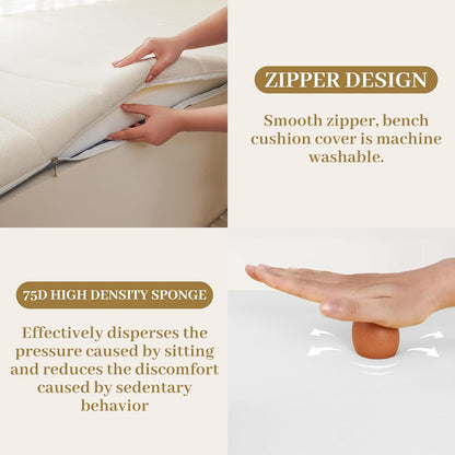 Custom Size Bench Cushion, Custom Bench Cushions for Indoor Furniture, 75D Foam Furniture Window Seat Cushion, Breakfast Nook, Mudroom, Banquette Bench Cushion, Non-Slip Bottom, Pipe Design
