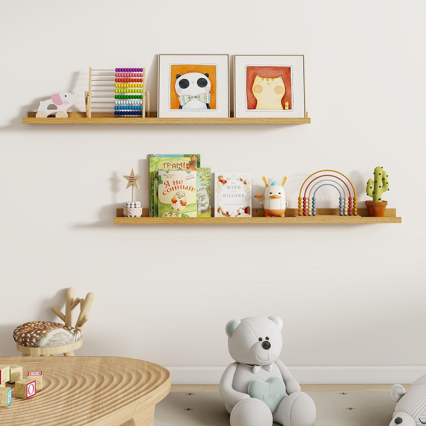 Dreamland Picture Ledge Shelf for Wall, Floating Shelves Set of 2, 48 Inch Long Floating Shelves with Lip for Living Room, Bedroom, Bathroom, Kitchen, White