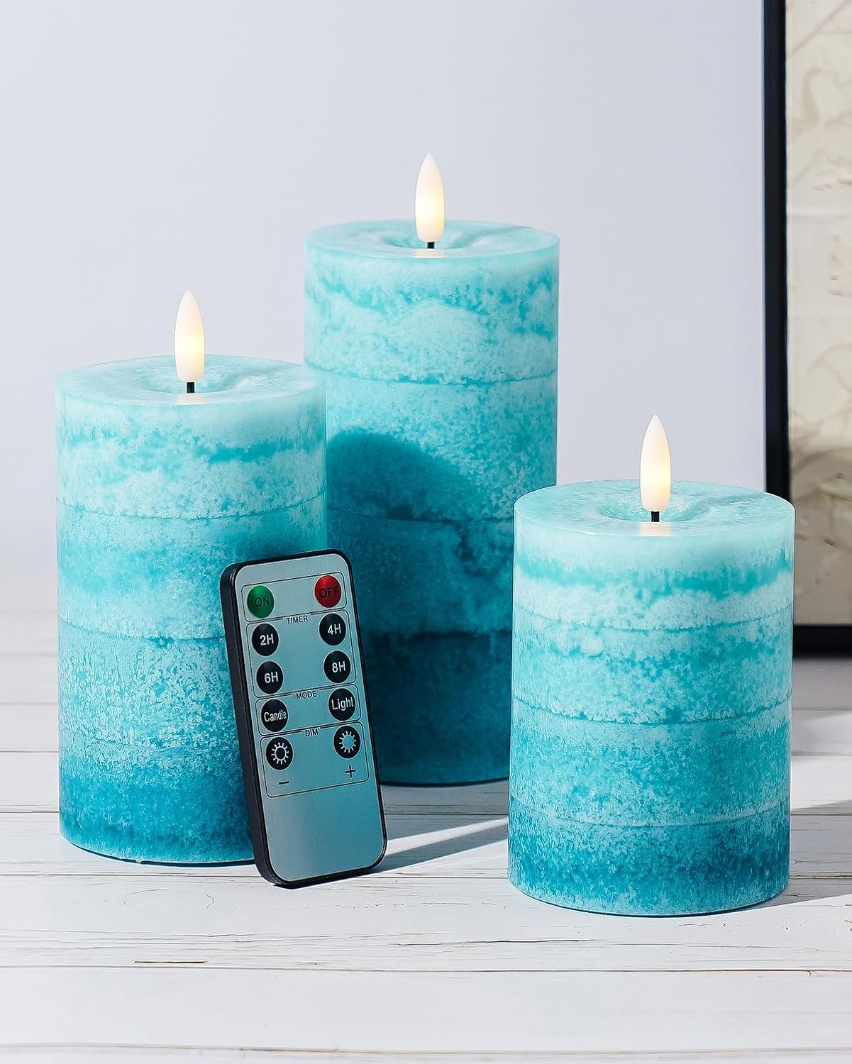Stmarry Ivory Flameless Candles with Remote and Timer, Real Wax Made LED Pillar Candles Battery Operated with 3D Flickering Flame - 3" x 4",5",6" - Set of 3