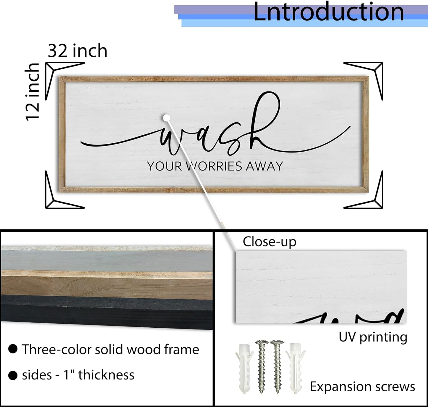 FZMHASLWW Gather Sign Wall Decor 32"×12" Large Wooden Framed for Dining Room Simple Home Kitchen Hanging Art (Wood)