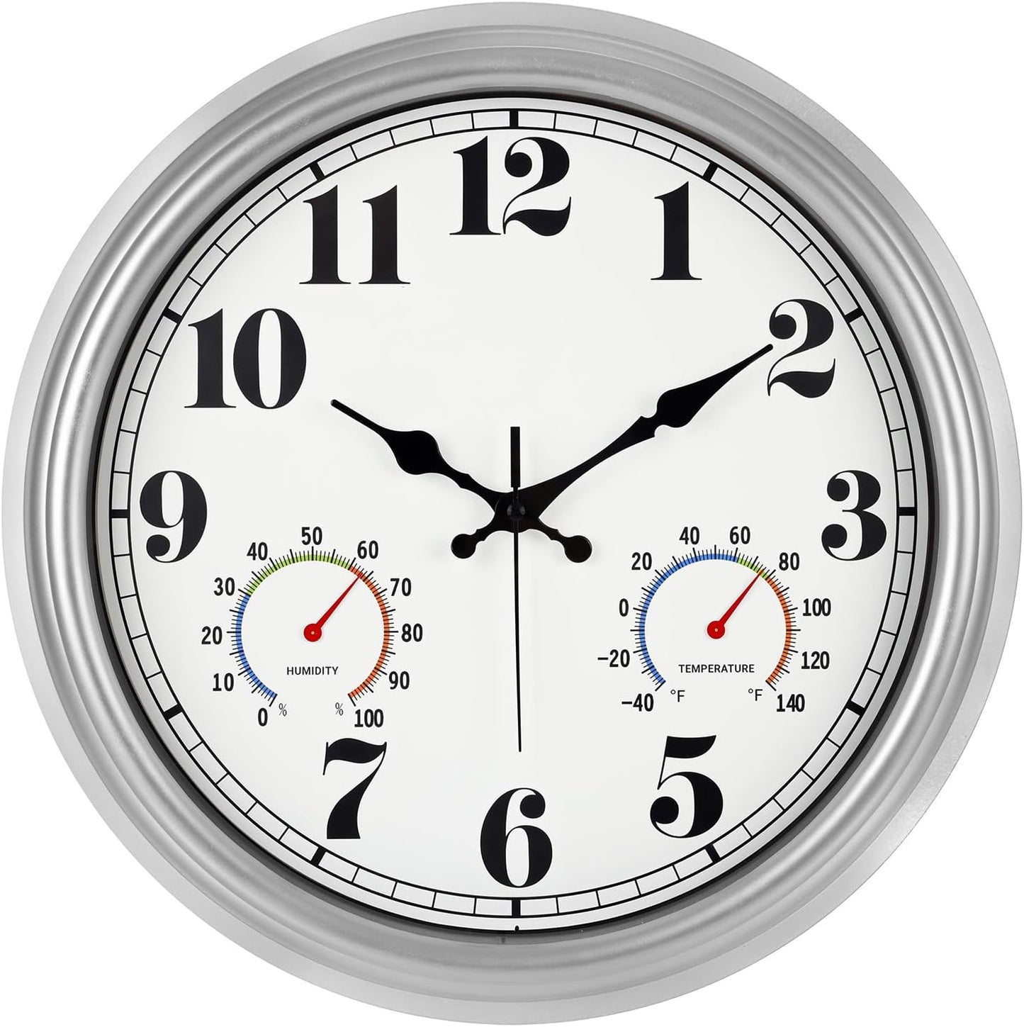 JENLYSTIME 12 Inch Indoor/Outdoor Retro Waterproof Wall Clock with Thermometer Silent Round Quartz Battery Operated Easy to Read Decorative for Kitchen Patio,Bathroom,Deck,Porch,Pool(Blue)