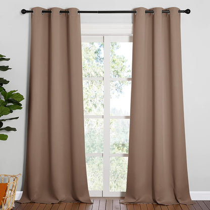 NICETOWN Halloween Pitch Black Solid Thermal Insulated Grommet Blackout Curtains/Drapes for Bedroom Window (2 Panels, 42 inches Wide by 63 inches Long, Black) - Colors D