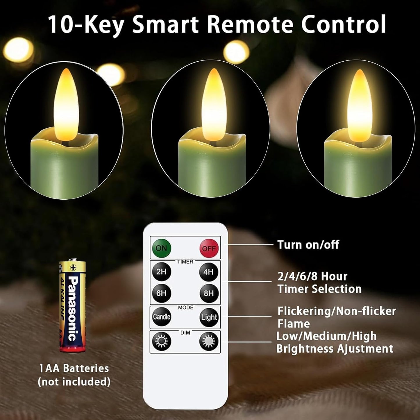 KSWING Upgraded Real Wax Short LED Flameless Taper Candles with Remote, 6 PCS White Candlesticks Battery Operated 3D Flickering - 6" Realistic Fake Candle Sticks for Home/Wedding/Fireplace Xmas Decor