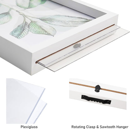 CORE ART 8x10 Floating Picture Frame,Double Plexglass Floating Frame for 5x7,4x6 Pictures,Wall or Tabletop Display,Black