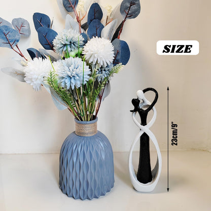 Couple Statue for Home Decor,Hugging Couple Figurines,Valentines Decor,Modern Romantic Sculptures for Living Room Bedroom Office(White+Black)