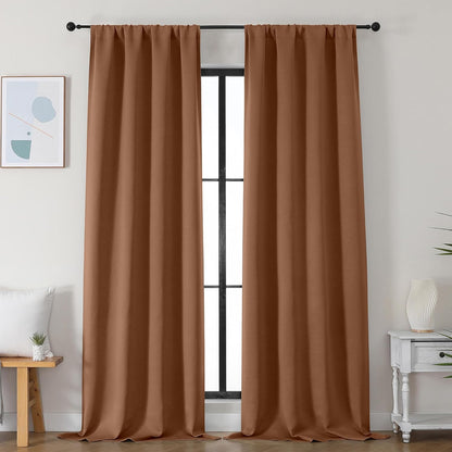 Simplebrand Ava Sage Green Blackout Curtains for Bedroom 63 Inch Length 2 Panels Set, Solid Thermal Insulated Energy Saving Rod Pocket Window Treatment Curtains Blackout Drapes, W40 x L63 Inch, Sage - Colors A
