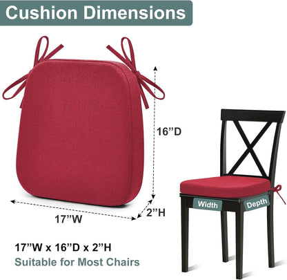Shinnwa Dining Chair Pads, Patented Design Memory Foam Kitchen Chair Cushions with Ties and Washable Cover, 17" x 16" x 2", Black