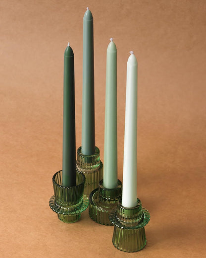 Viyffo Taper Candles, 10 Inch, 4 Pack, Olive Glow – Unscented, Dripless & Smokeless Design, Up to 8 Hour Burn – Long Tall Taper Candlesticks for Wedding, Dinner & Home Decor