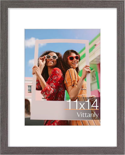 Vittanly 11x14 Picture Frame, Display Pictures 8x10 with Mat or 11x14 without Mat, Photo Frame for Wall Mounting, Black, 1 Pack - Colors B