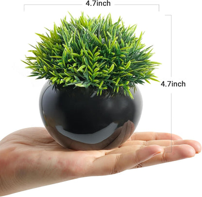 Velener Fake Sage Plants for Shelf Decor, Small Artificial Succulents Grass Desk Plant for Office Women, Mini Faux Plant Indoor, Masculine Home Decor, Coffee Table Decor in Pot