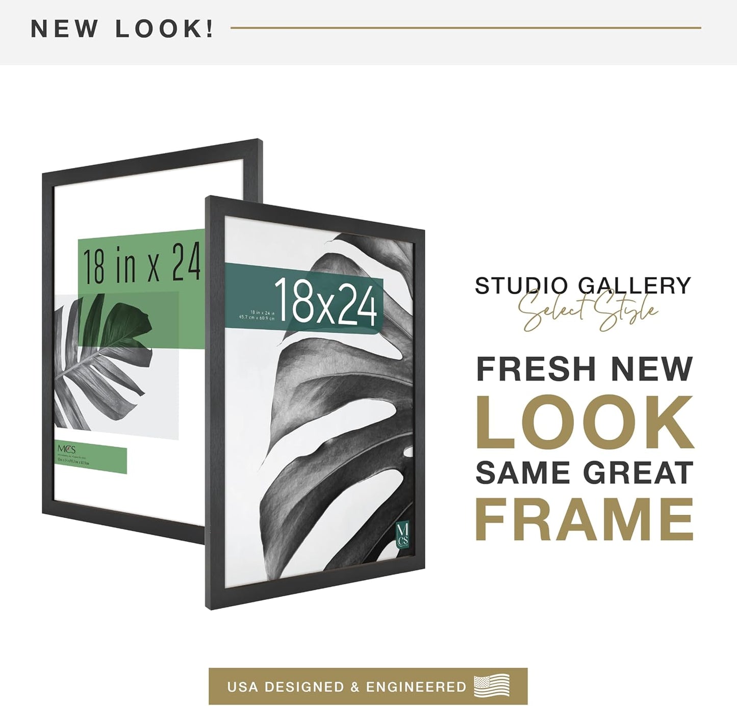 MCS Studio Gallery 16x24 Poster Frame Black Woodgrain Engineered Wood, Vertical & Horizontal Wall Hanging Large Picture Frame for Photos, Posters & Art Prints (1-Pack)