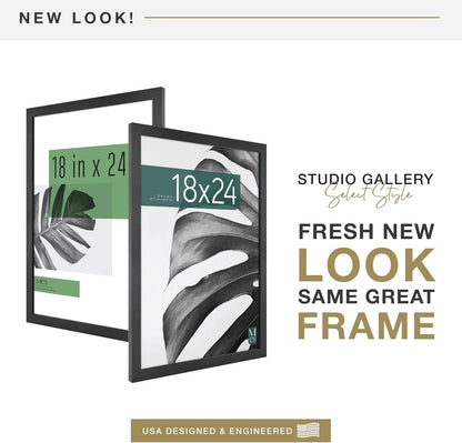 MCS Studio Gallery 16x24 Poster Frame Black Woodgrain Engineered Wood, Vertical & Horizontal Wall Hanging Large Picture Frame for Photos, Posters & Art Prints (1-Pack)