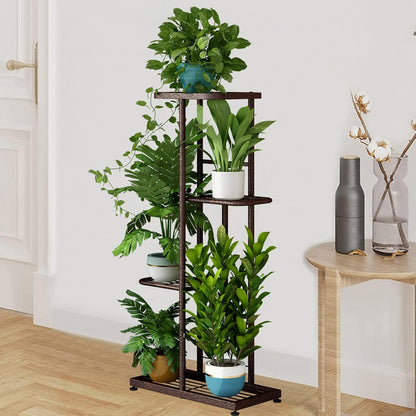 LINZINAR Plant Stand Indoor Outdoor Corner 4 Tier Metal Plant Shelf Patio Plant Rack for Garden Corner Balcony Living Room