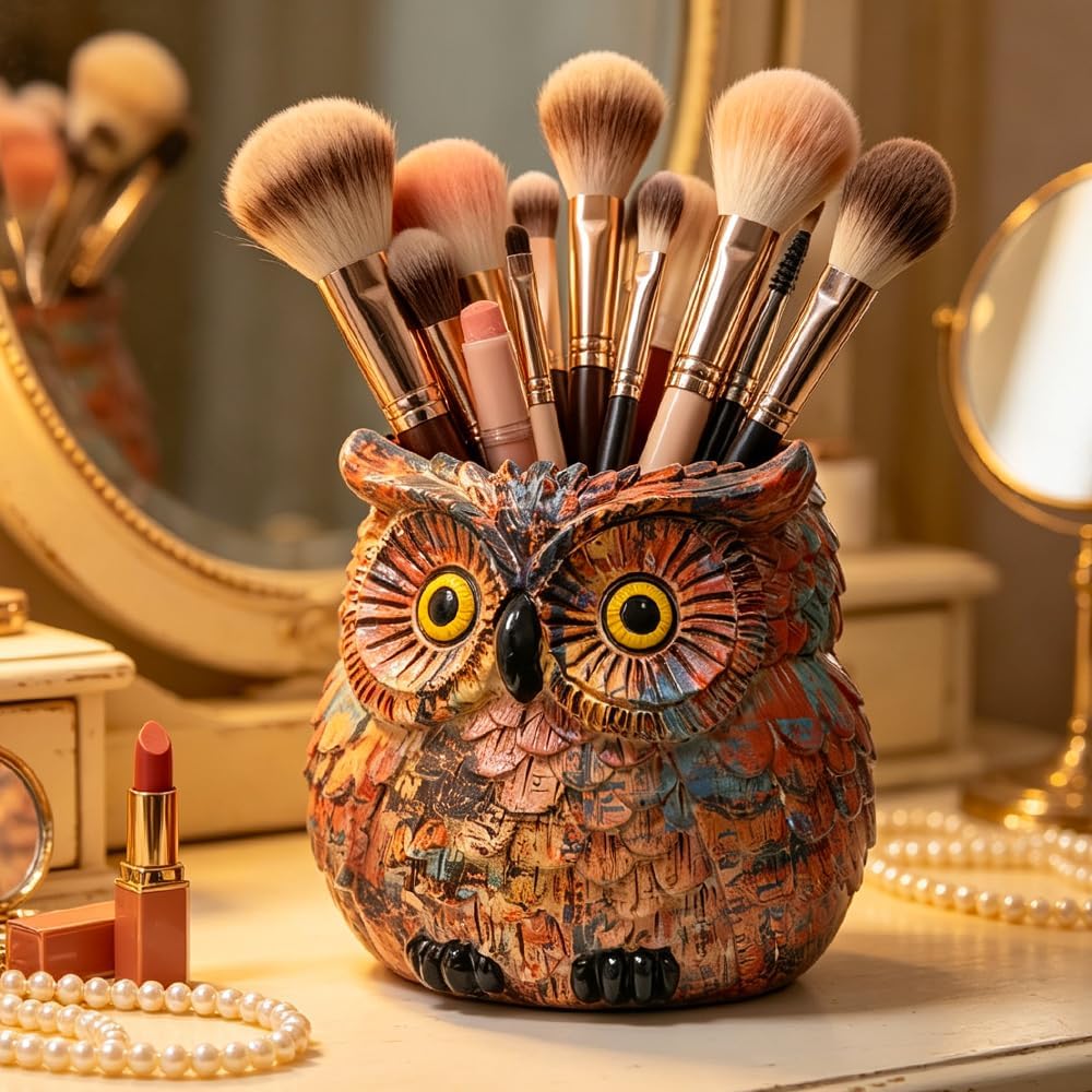 Owl Planter, Owl Succulent Pots, Funny Plant Pots Indoor/Outdoor, Decorative Garden Flower Pot, Cute Small Planters for office Home Decor, Unique Statue Figurine Gifts for Women Mother Teacher Red