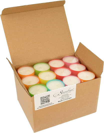 Stonebriar 96 Pack Multicolor Unscented 6 to 7 Hour Long Burning Tea Light Candles
