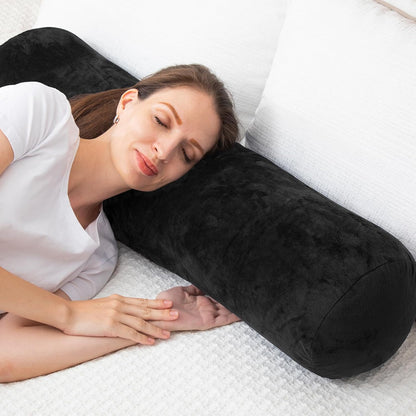1 MIDDLE ONE Body Pillow for Adults, Bolster Pillow with Removable Velvet Cover, Long Round Cervical Roll Pillow, 47 x 7.87 Inches, Grey