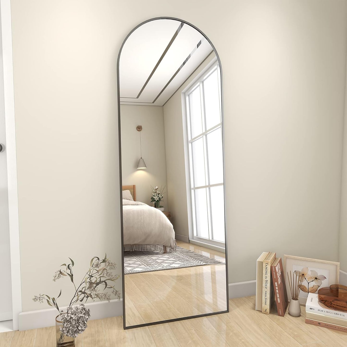 Koonmi 30"x71" Arched Full Length Mirror, Gold Large Floor Mirror with Aluminum Alloy Frame, Standing Hanging or Leaning Wall-Mounted Full Body Mirror for Living Room and Bedroom