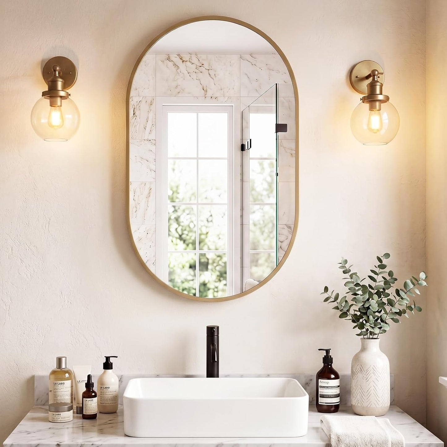 Sweetcrispy 20"x30" Arched Gold Bathroom Mirrors for Wall, Bathroom Mirrors for Over Sink, Metal Framed with HD Shatter-Proof Glass for Entryway, Living Room, Bedroom