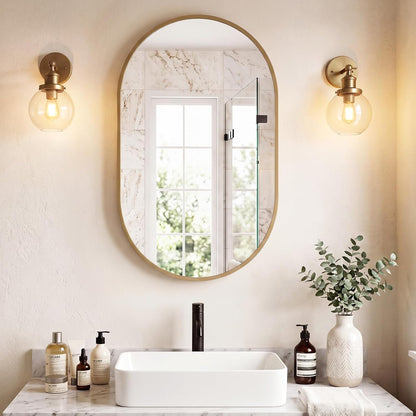 Sweetcrispy 20"x30" Arched Gold Bathroom Mirrors for Wall, Bathroom Mirrors for Over Sink, Metal Framed with HD Shatter-Proof Glass for Entryway, Living Room, Bedroom