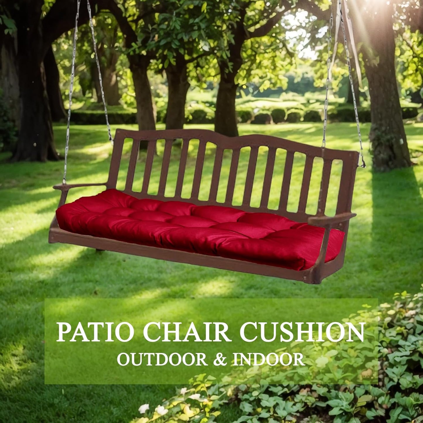MTMR Outdoor Bench Cushion-44X19 Water-Repellent Tufted Porch Swing Cushions with High Elasticity PP Cotton and Ties Fade-Resistant Patio Outdoor Chair Cushion for Bench Furniture, Indoor Seat Cushion
