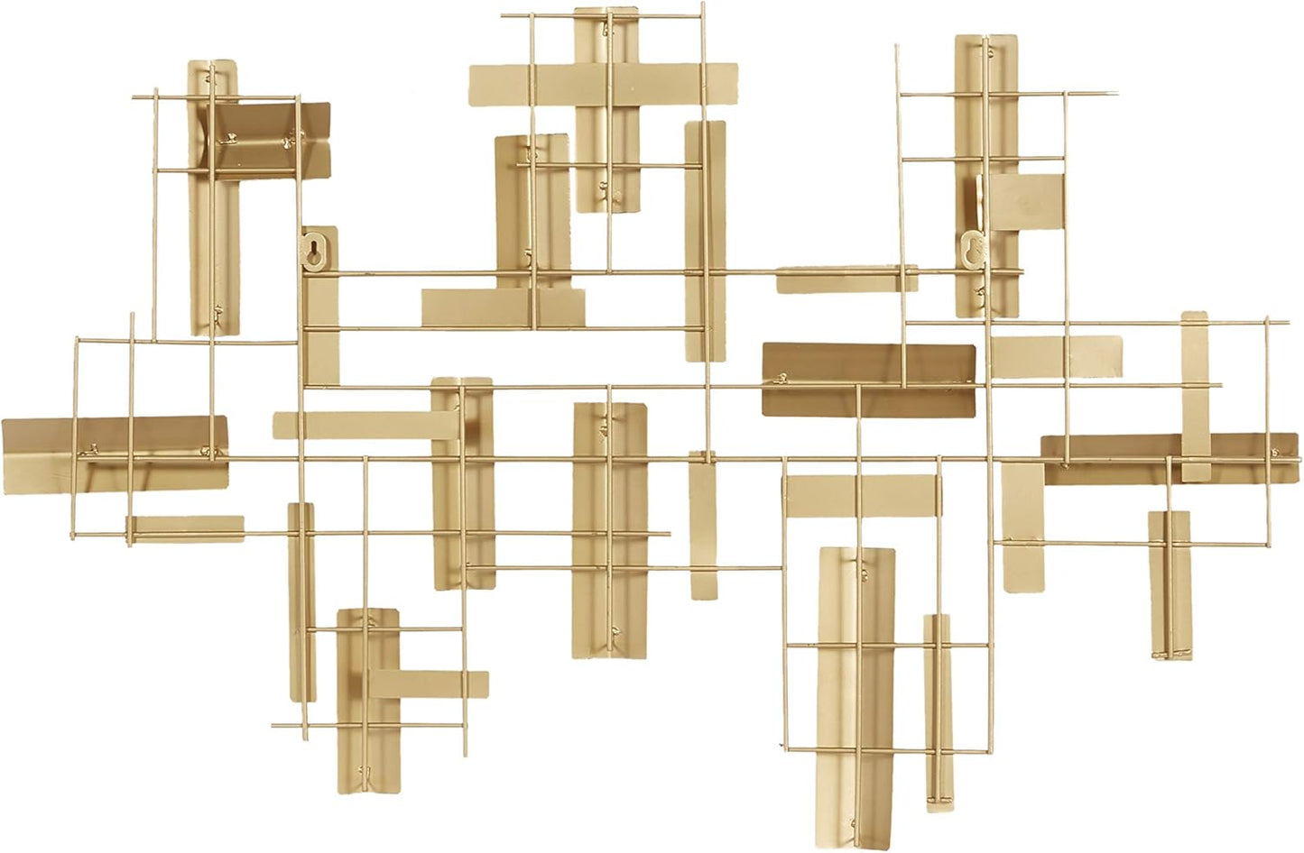 CosmoLiving by Cosmopolitan Metal Geometric Home Wall Decor 3D Stripe Wall Sculpture, Wall Art 36" x 1" x 23", Gold