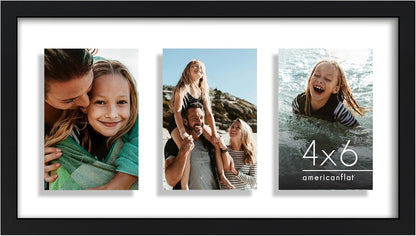 Americanflat 4x6 Collage Picture Frame with Shatter-Resistant Glass - Fits Five 4x6 Photos or Use as One 11x14 Picture Frame - Signature Collection - Collage Frames for Wall Display - Black